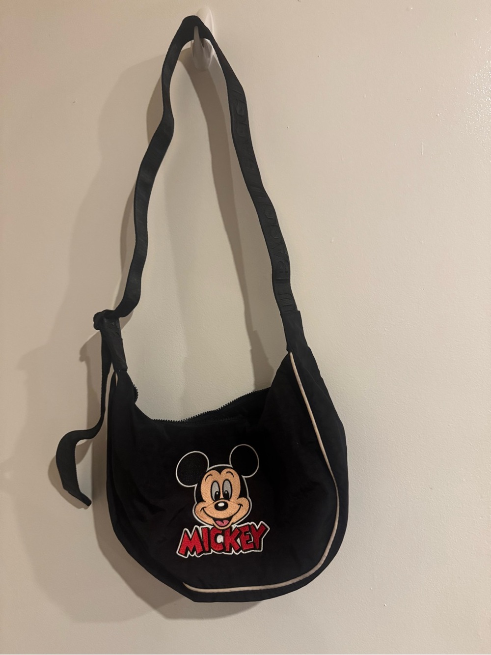Baggu x Mickey Embroidered Black Crescent Bag